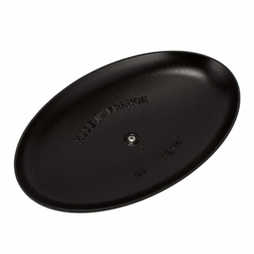 Staub Shallow Oval Serving Dish with Lid, 31cm, Enamel Pot, Shallow, Induction and Oven Safe, 1332125/40509-400-0, Black
