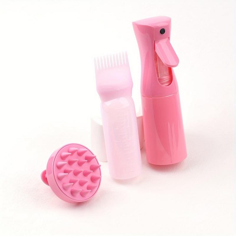 

3pcs/set Silicone Hair Comb with Spray Bottle Root Comb Applicator Bottle Set Shampoo Container Brush Salon Hair Styling Tools