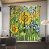 2pcs- Fresh Oil Painting Sunflower Polyester Curtains, Pole Bag Curtains 42*84, Bedroom, Living Room, Home Room Decoration