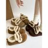 Brązowe platformy Birkenstock buty bawełniane zimowe ciepłe i aksamitne antypoślizgowe buty śnieżne