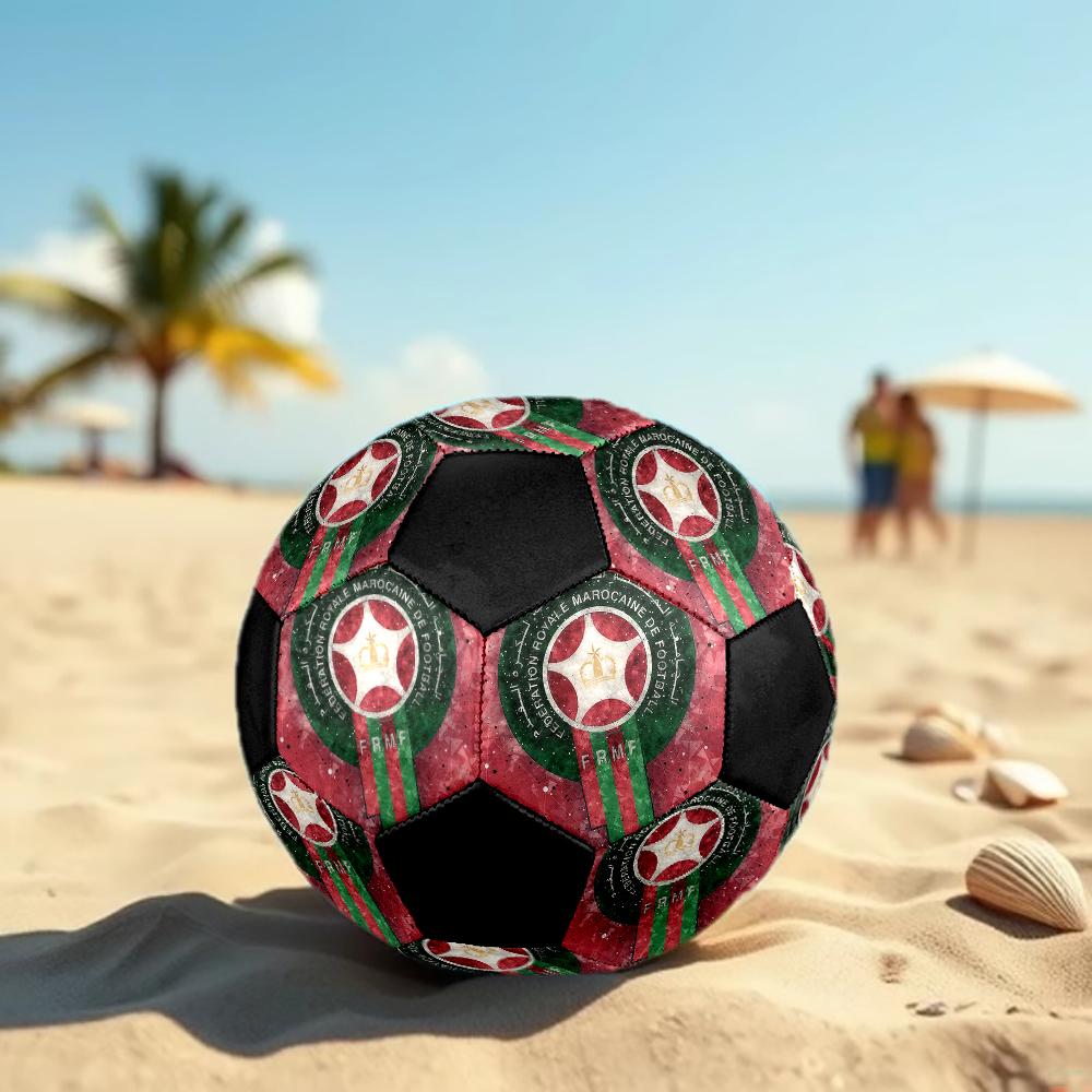 Morocco National FC Size5 Soccer Ball, Colorful, Suitable for All Ages, Machine-stitched, PVC Material, Competition Grade,durable and High Bounce