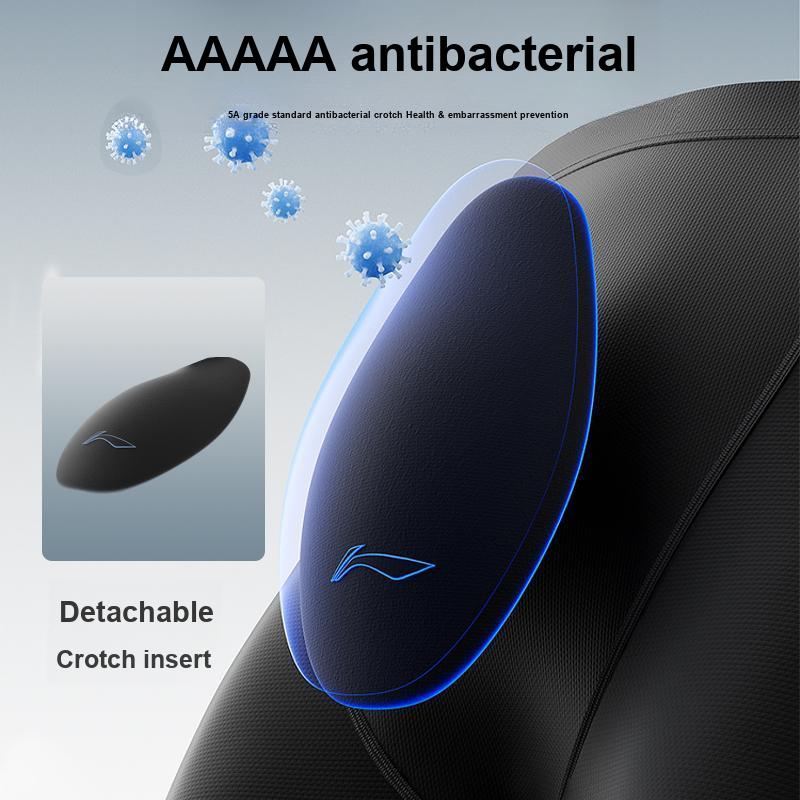 Li Ning Sports High Elastic Comfortable Antibacterial Waterproof Slim Swim Trunks Men Swimwear Blue LNKV206-2