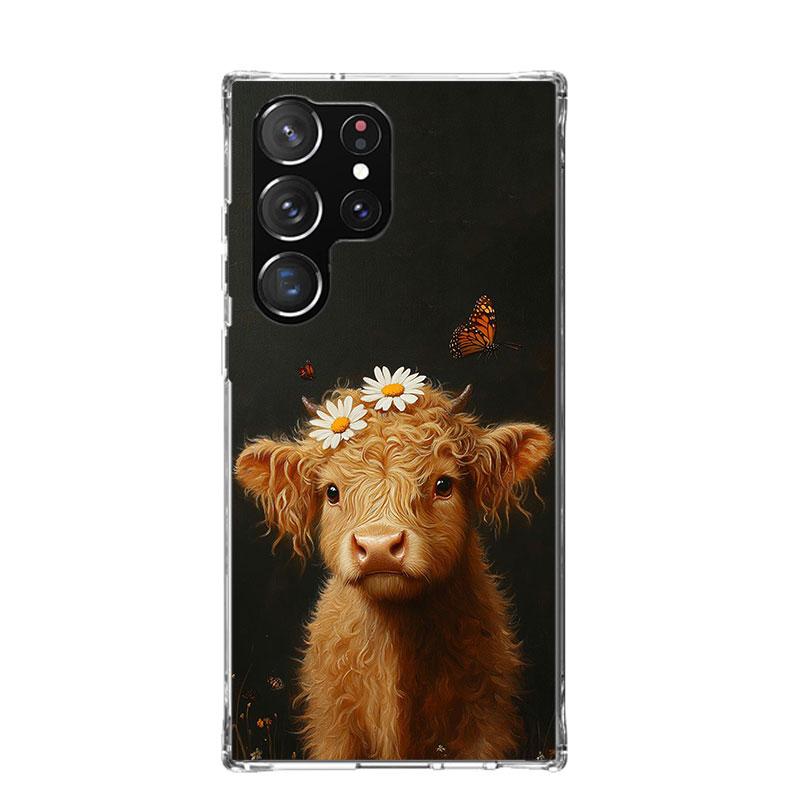 Cute Highland Cow Phone Case For Samsung Galaxy S25 Edge S24 S23 S22 S21 FE S20 Ultra S10 Plus + Art Customized Coque Capa Galax