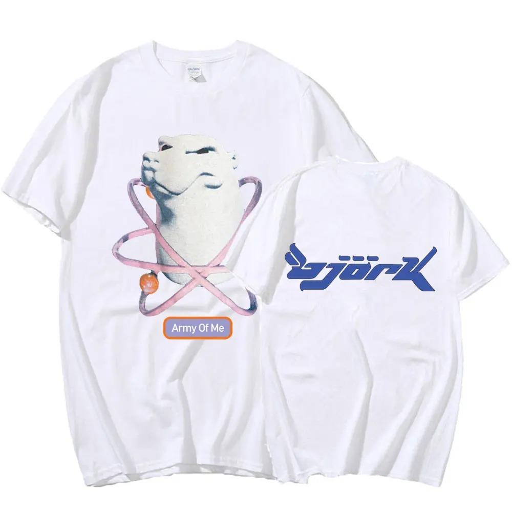 90s Singer Bjork Army of Me Bear Music Album T Shirt Fashion Casual Short Sleeve Tshirt Men Women Hip Hop Oversized Male T-shirt
