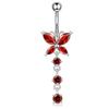Damen Edelstahl Sexy Strand Schmetterling Zirkon Anhänger Perforierte Bauchnabelringe 10mm Vergoldet Drittanbieter-Zertifiziert Trendig