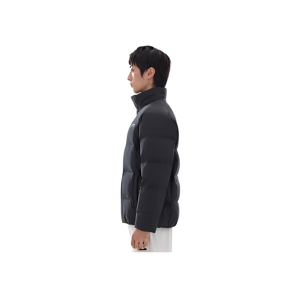 Anta Veste matelassée à col montant et fermeture éclair, couleur unie avec impression de lettres, vêtements d'extérieur pour homme, Noir 952247944-4