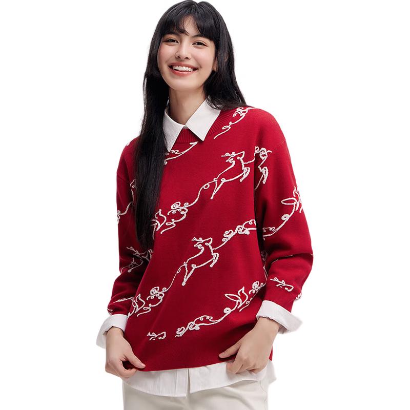 

Semir Women s Auspicious Deer New Year Knit Sweater S