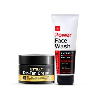 De-Tan Creme 50g - Zur Entfernung von Bräune | Mit japanischer Yuzu | Beugt dunklen Flecken vor, ohne Bleichmittel & Power Gesichtswaschgel - 200g - Energetisiert & Entbräunt