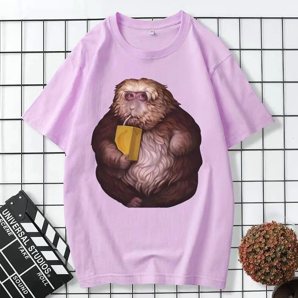 Funny Zoon XingXing Monkey T-skjorte med grafisk trykk Sommer-t-skjorter i bomull med korte ermer Unisex-klær med o-hals Kul T-skjorte Oversized