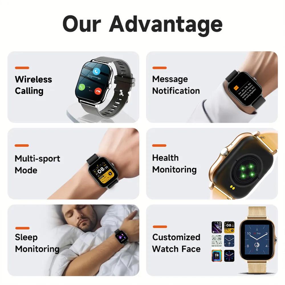 2024 Women Smart Watch Men Color Screen Full Touch Bluetooth Call Smart Bracelet Life Waterproof Fitness Tracker Smartwatch