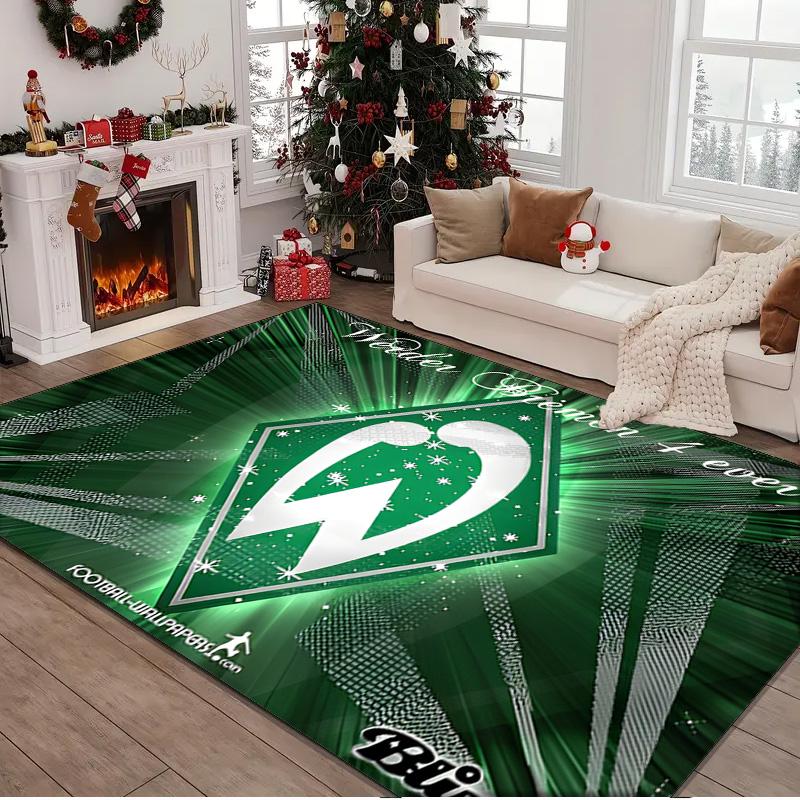 1 Stück Teppich Grün und Weiß Werder Teppich, Stuhlmatte, Bereichsteppich für Büro Schlafzimmer Wohnzimmer Schlafzimmer, Fußmatten Dekoration Weihnachtsgeschenke für Fans