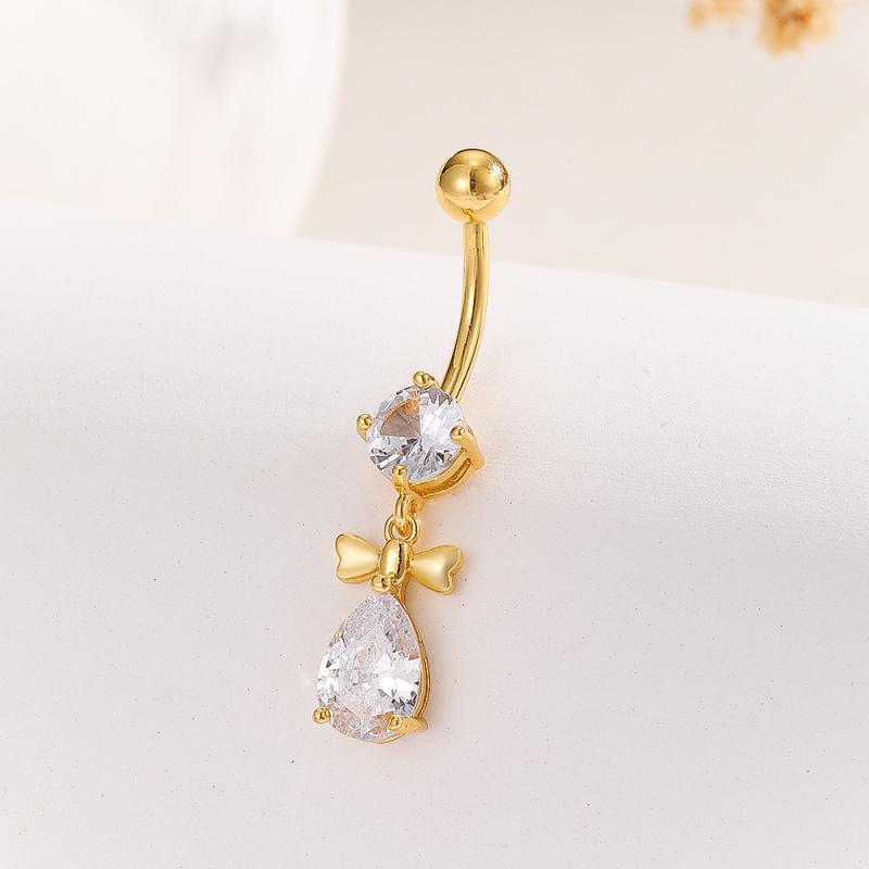 Fashion Zircon Butterfly Belly Button Rings Shiny Crystal Bow Navel Piercing For Women Girls Sexy Belly Ring Beach Jewelry Gifts