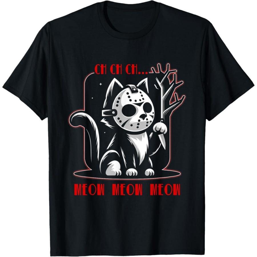 LangLanGs Graphic Cat Funny Animal Horror Movie Cute Kitten Meow T-Shirt S