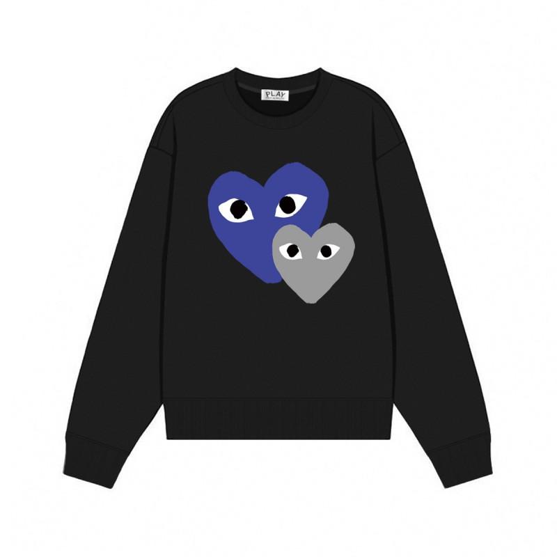 Relaxed Fit Cotton Sweatshirt With Heart Print Long Sleeve Crew Neck Fleece Lined Unisex Winter Casual Top