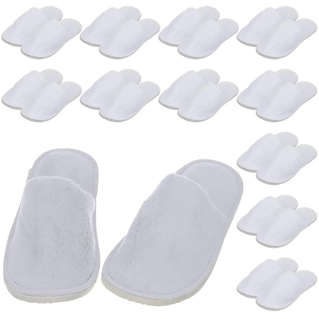 6 Pairs Disposable Slippers for Guests Bulk House Slippers Spa Fluffy Coral Fleece Indoor Hotel Slippers for Women Men