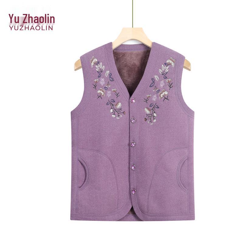 YUZHAOLIN Women's Plus Velvet Thickened Embroidered Vest