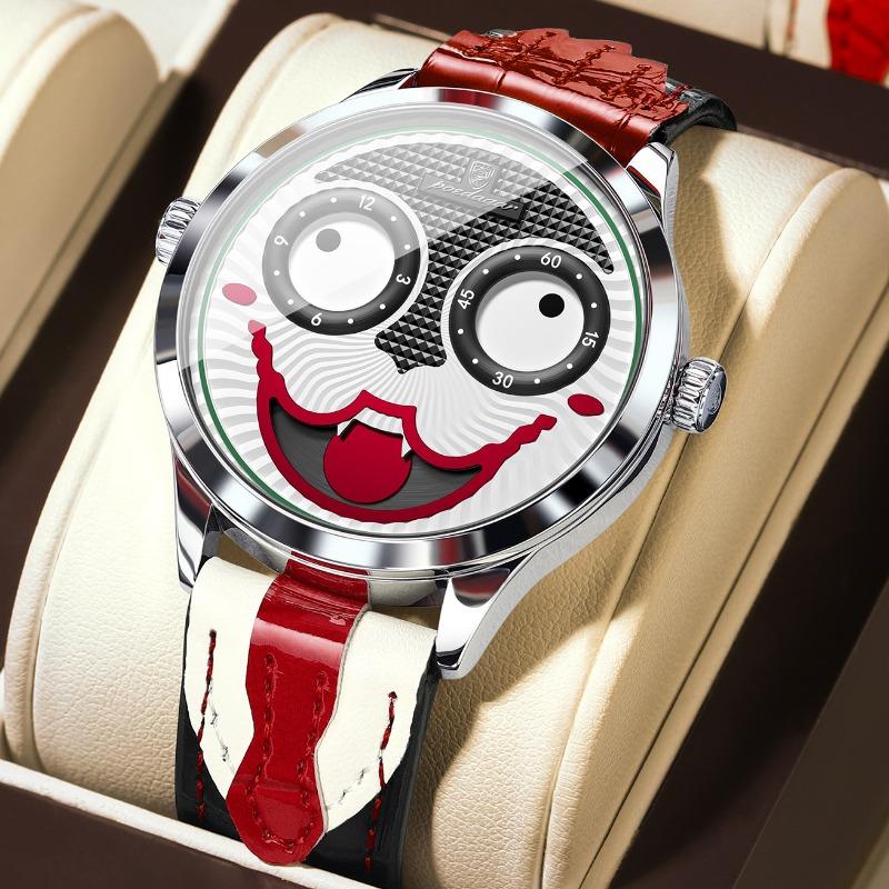 Top Brand Cross-border New Clown Men's Watch Fashion Personality Waterproof Belt Watch