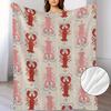 Weiche Flanell-Decke mit Hummer-Print - Rotes & Rosa Ozean-Deko Überwurf, Ganzjahres-Sofa-, Bett-, Camping-, Reise-Decke - Maschinenwaschbar Gemütliches Geschenk für Zuhause