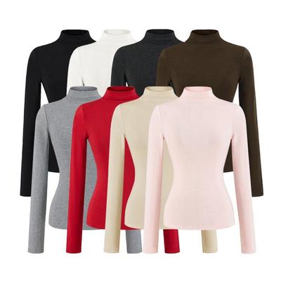 Autumn Winter Brushed Half-High Collar Slimming Pullover Long Sleeve Top 2025
