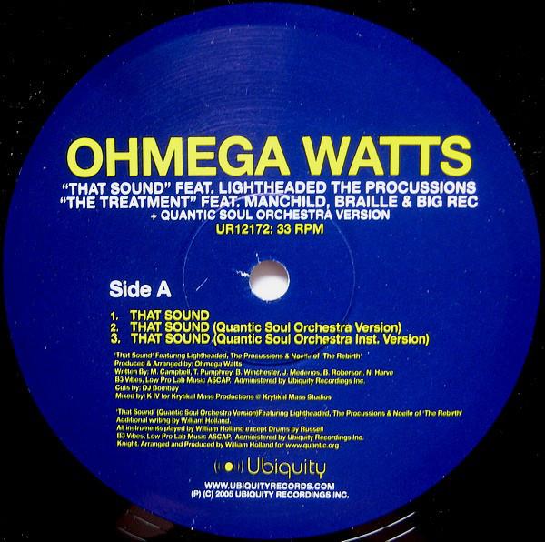 

12inch Record OHMEGA WATTS That Sound The Treatment UR12172 Ubiquity 2005 US Dance Electronica Used
