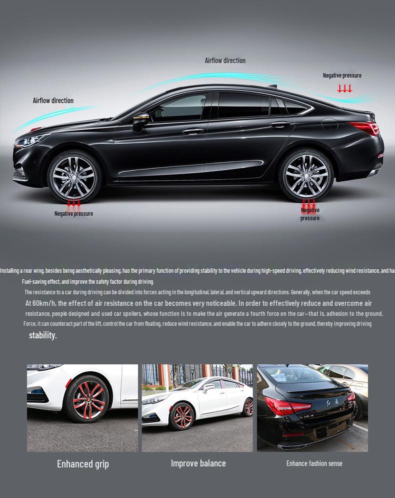 Compatible Hongqi H5 Rear Spoiler: No-Drill Painted Wing for 18 Models