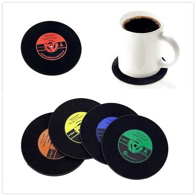 Record Coaster Table Cup Placemats Creative Environmental Plastic Vinyl Drink Coasters Heat-resistant Simple