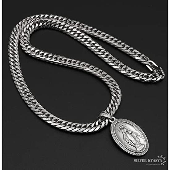 Naszyjnik z podwójnym cięciem Kihei Cudowny Medalik Srebrny Srebrny Wisiorek HIPHOP Seria B 50cm 60cm Ekskluzywne PUDEŁKO w zestawie [srebrny KYASYA] 6-stronny