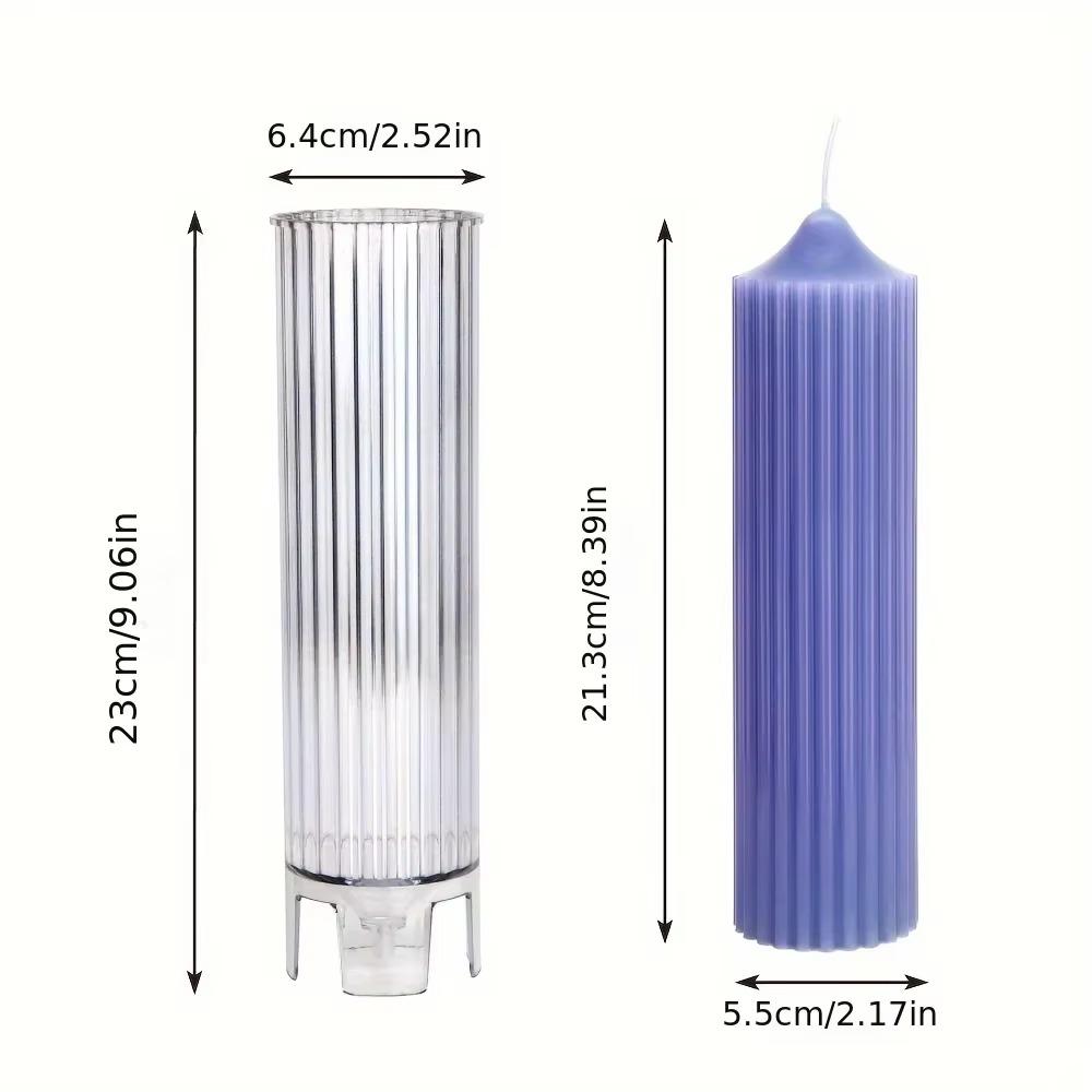 Sharp Tip Striped Cylindrical PC Candle Molds Columnar Candle Resin Acrylic Mold DIY Easy Release Aromatherapy Candle Mould Home Decoration Gifts
