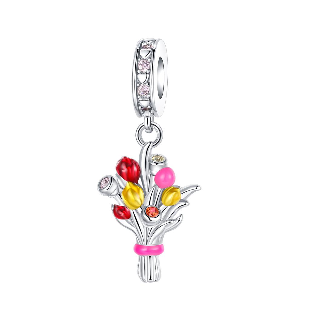 Boy Girl Pendant Heart-Shaped Flower Zircon Beads Jewelry Beads For Original Bracelet Plata De Ley Boutique Charms Gift
