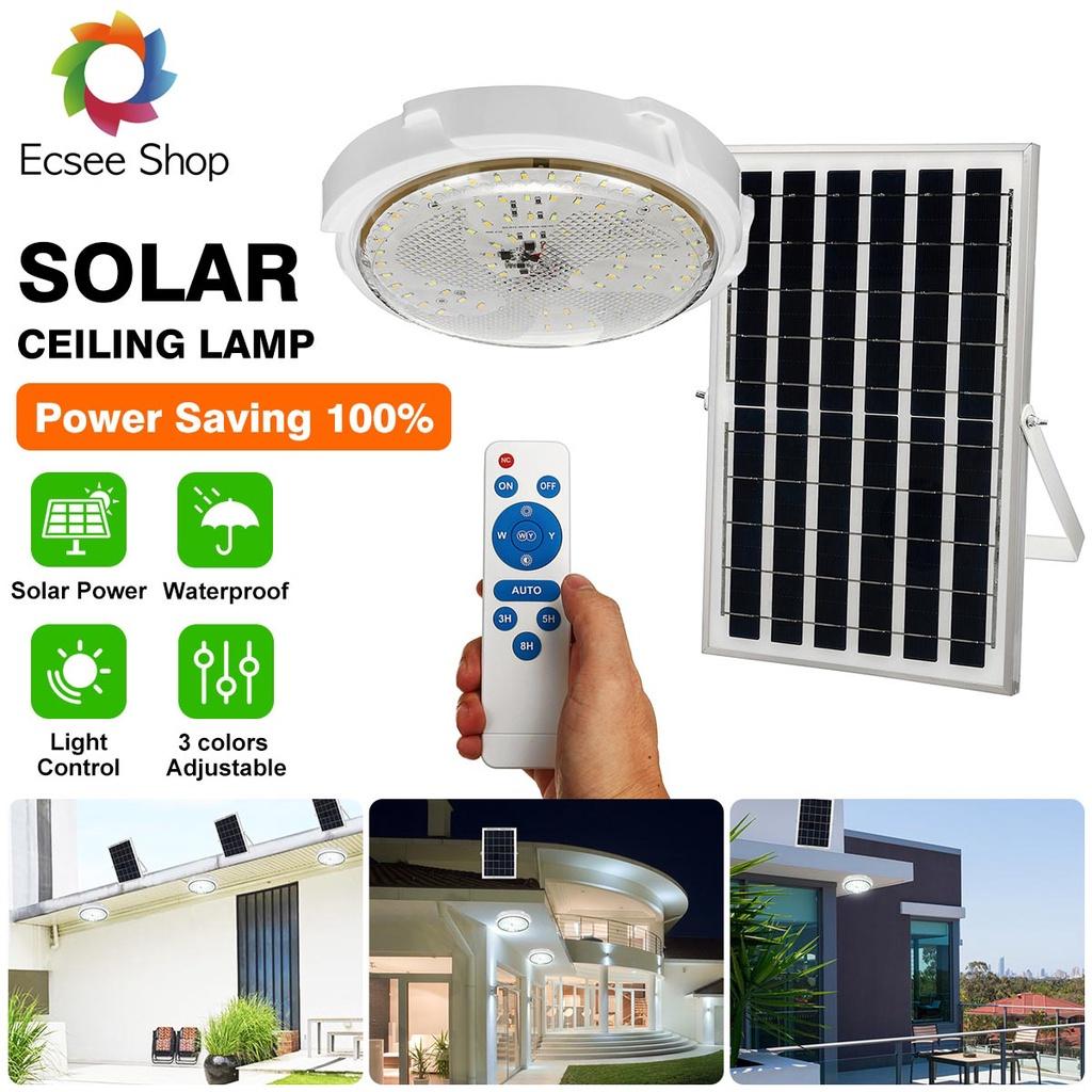 800W 3 Colors LED Solar Ceiling Light Solar Panel Light Indoor Outdoor Waterproof LED Ceiling Light with Remote Control