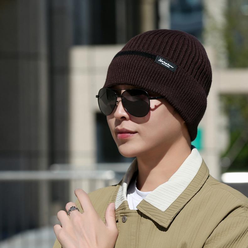 Men's Winter Knitted Hat Velvet Thick Outdoor Riding Ear Protection Coldproof Warm Hat