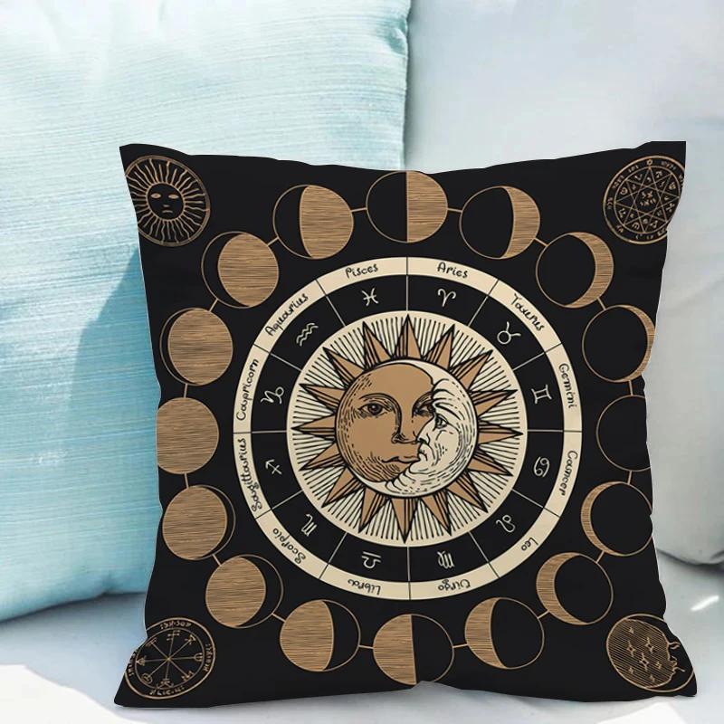 Tarot Sun And Moon Cushions Double-Sided Printing Pillows Decorative For Bed Of Modern Sofa Pillow Cover Decoration Living Room
