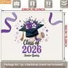 2D Graduation Photography Backdrop Class of 2026 with Purple Floral Cap Background