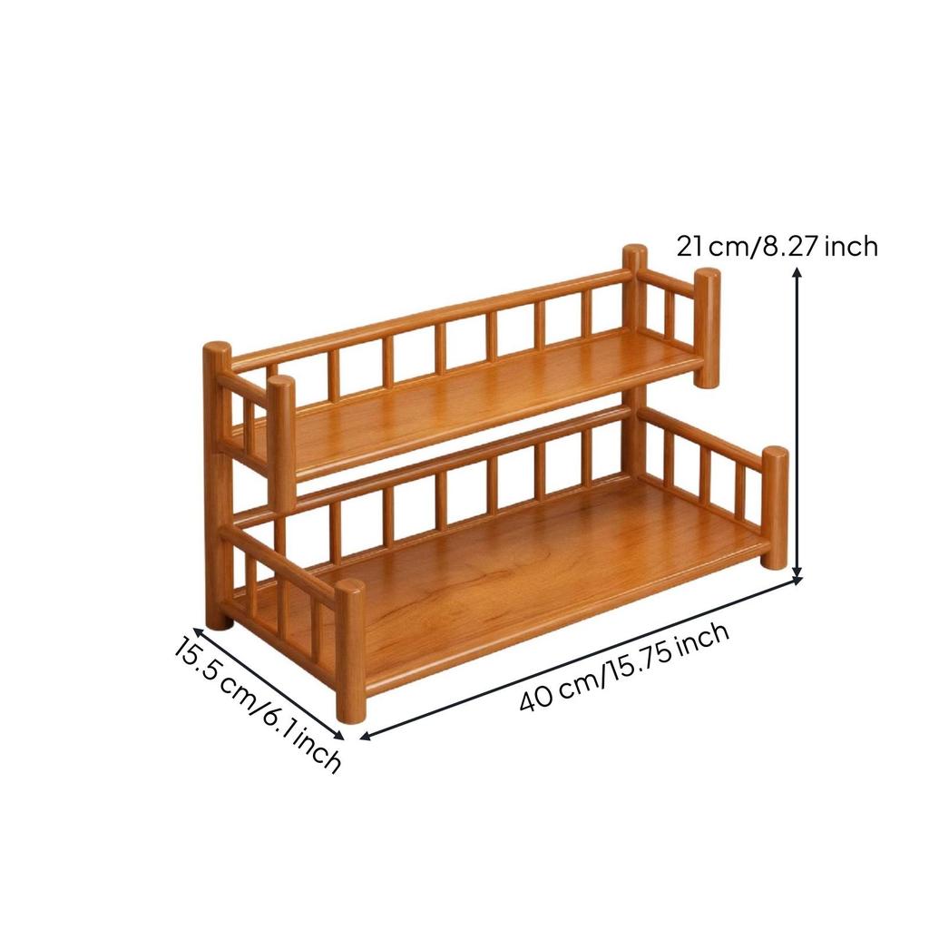 Two-Tier Tabletop Shelving unitSaving Rack with Raised Rails Compact