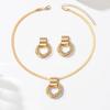 3pcs Set Middle Eastern Elegant Necklace + Earrings Women'S Jewelry Set Fashion Trend Metal Geometric Multi-Circle Pendant