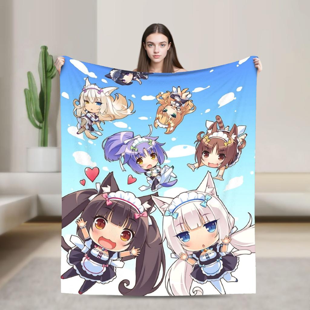 Soft Warm Blanket Picnic Nekopara Cartoon Game Throw Blanket  Flannel Bedspread For Living Room Fashion Sofa Bed Cover