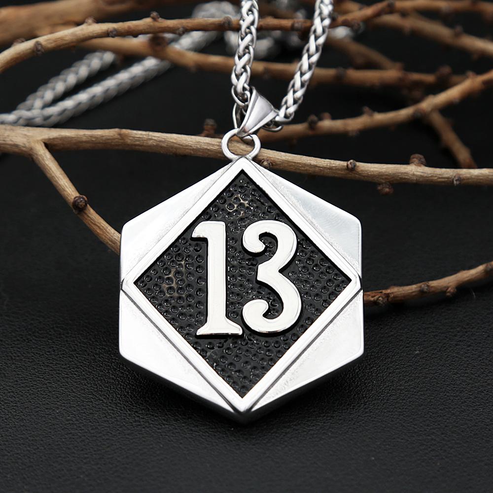 Lucky Star Jewelry Women's Punk Vintage Lucky Number Pendant Necklaces For Men 316L Stainless Steel Rock Hip Hop Jewelry Gifts Dropshipping