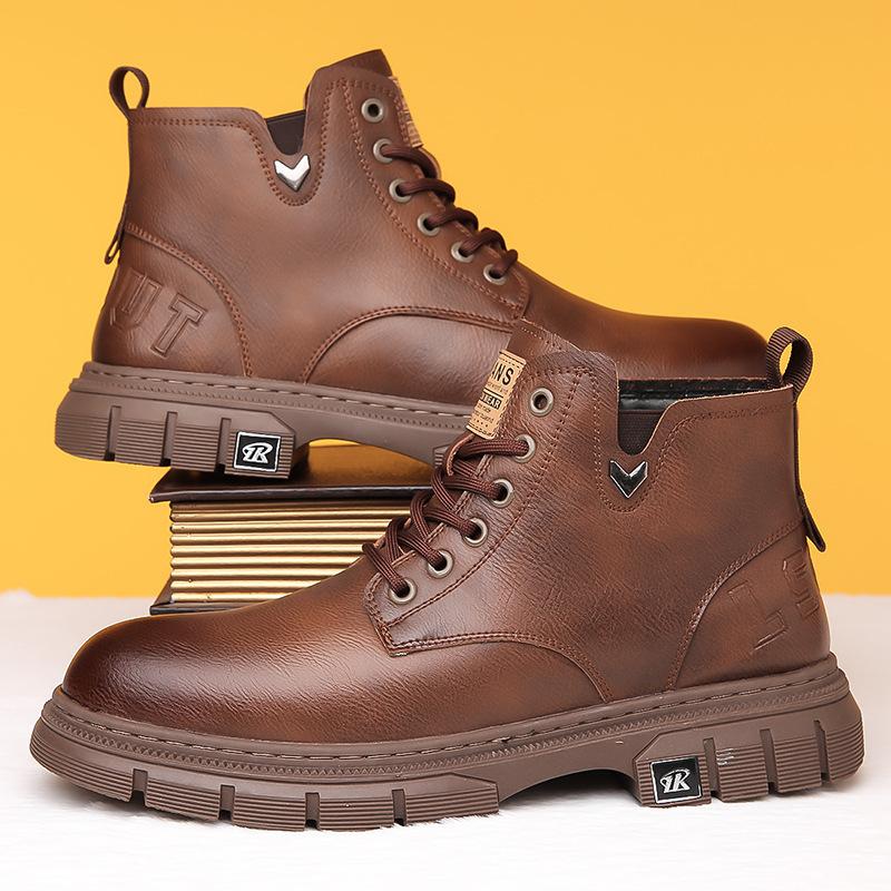 New fashion Martin boots men's autumn and winter new thick-soled heightening retro tooling boots
