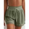 Pantaloncini Estivi Casual da Donna con Bordi in Pizzo, Moda Elastici Larghi da Spiaggia, Traspiranti Leggeri per Uso Quotidiano da Donna