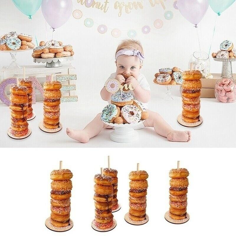 New 3Pcs/set Wooden Doughnut Stand Donut Wall Display Holder Wedding Party Decor