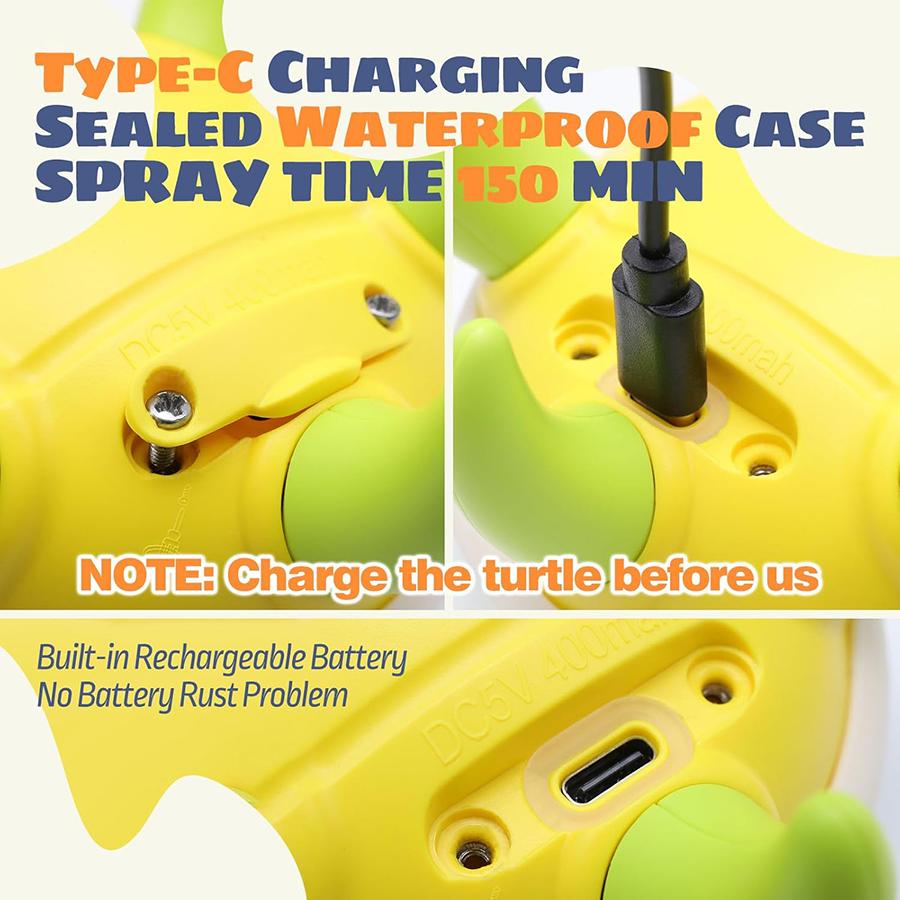 Baby Bath Toys Toddler Bath Toys for Kids  Rechargeable Swimming Turtle Bath Toy with 5 Rings Bathtub Spray Toy for Baby Toys