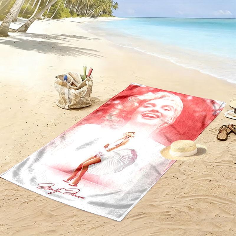Marilyn Monroe Print Beach Towel, Large Soft Quick Dry Towel for Beach Camping Swimming