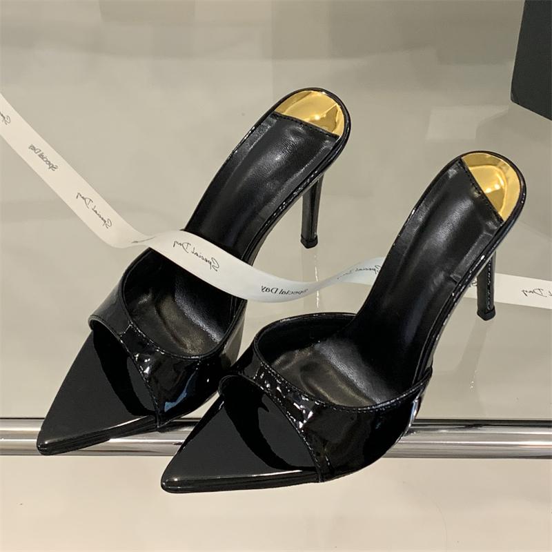 

Eilyken Уличный Стиль Тонкие Высокие Каблуки Женские Шлепанцы Сексуальные Летние Острый Носок Стриптизер Банкет Свадьба Слайды Женская Обувь 35 чёрный