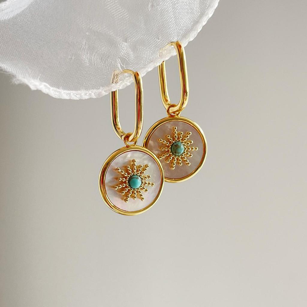 Exquisite Turquoise French Stud Earrings: Trendy, Versatile, and Luxurious for Women