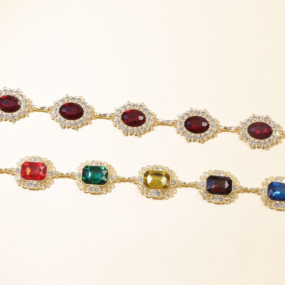Metal Rhinestone Belly Belts Gold Y2K Waistband Colorful Crystal Waist Chain  Decorative Jeans