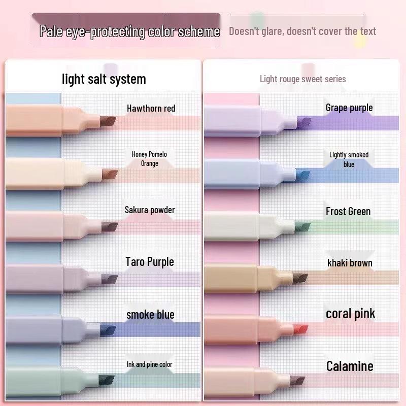 Morandi Eye-Protecting Macaron Color Highlighter Pen for Students