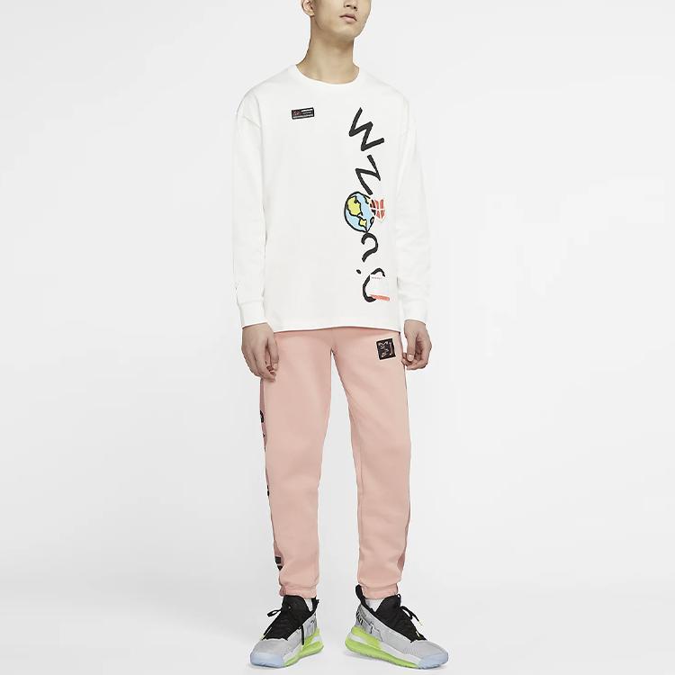 Jordan Alphabet Print Crew Neck Long Sleeve T-Shirt Men Tops White CW4262-100