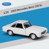 Welly 1/24 מרצדס-בנץ 230SL 1963 דגם מכונית מסגסוגת יציקות מתכת וכלי רכב צעצוע אסוף מכונית צעצוע מתנות יום הולדת לבן