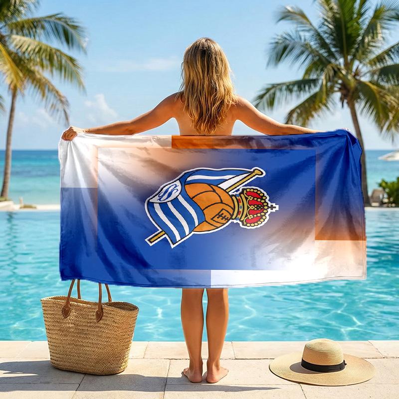 Real Sociedad FC Print Quick Dry Beach Towel Microfiber Absorbent Portable Travel Swimming Towel