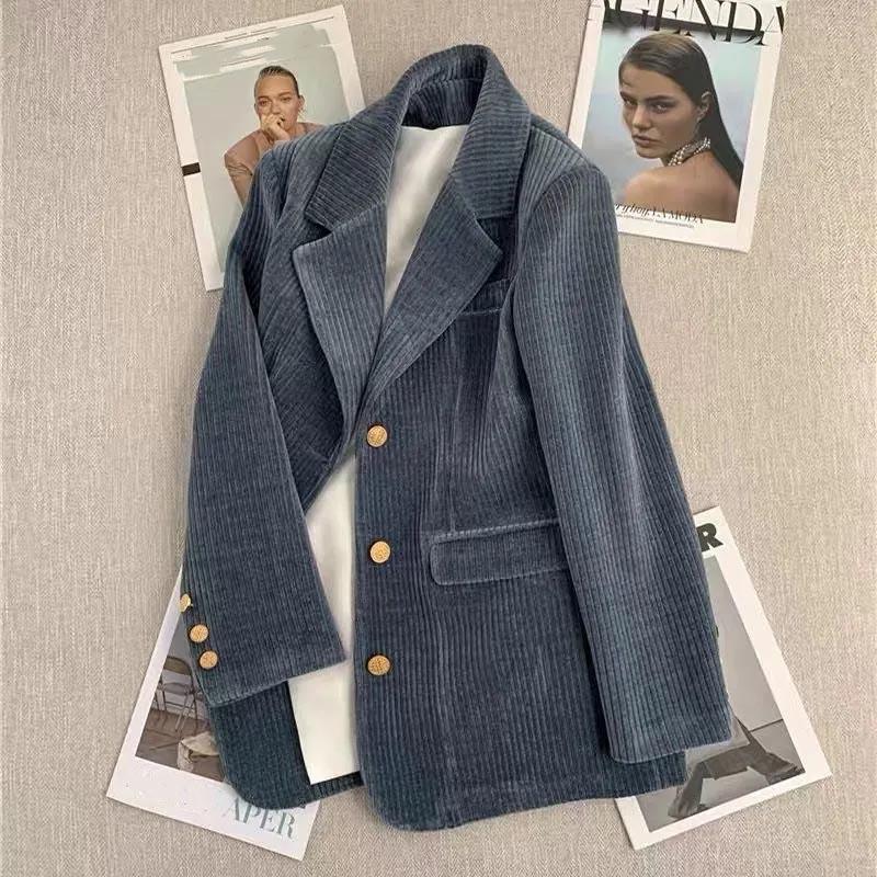Blazer Suit for Women Winter Casual Long Sleeve Button Cardigan Slim Fit Solid Color Professional Suit Jacket